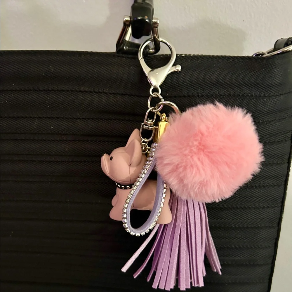 Frenchy Pink and Purple Keychain/purse charm.  Cutest ever - Picture 4 of 4